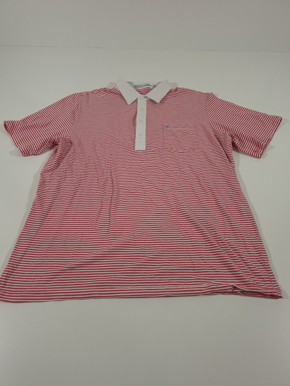Criquet Polo Shirt Mens XL Red Striped Pima Cotton Stretch Pocket Golf Jersey